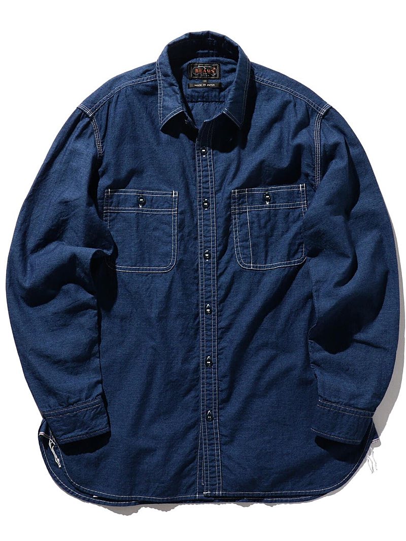 大人も着やすいシンプルファッション Beams Plus Work Chambray Dark Indigo - Mildblend Supply Co トップス