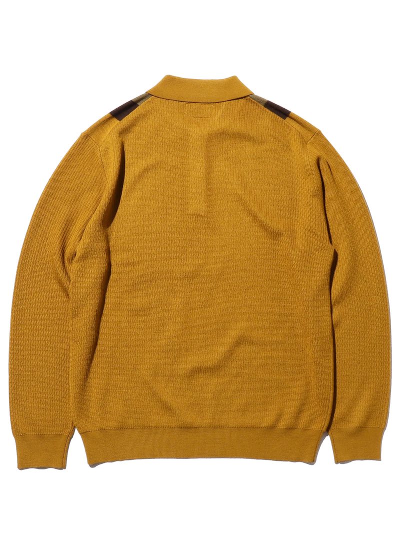 Beams Plus Knit Polo Stripe Mustard