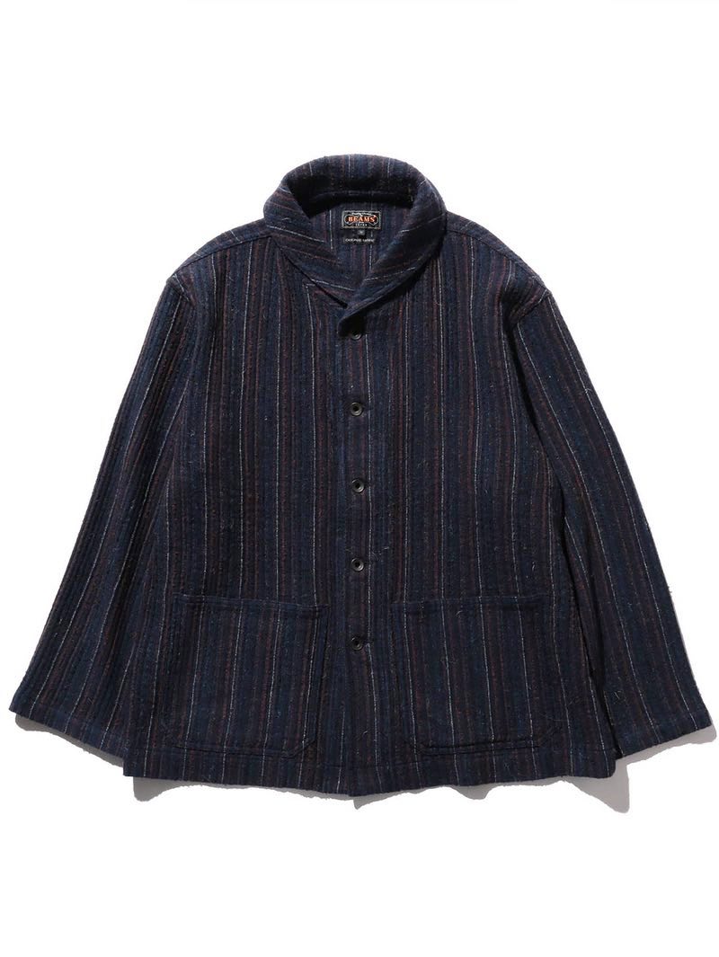 Beams Plus MIL Shawl Jacket Hickory Tweed Navy