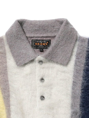 Beams Plus Knit Polo Shaggy Grey