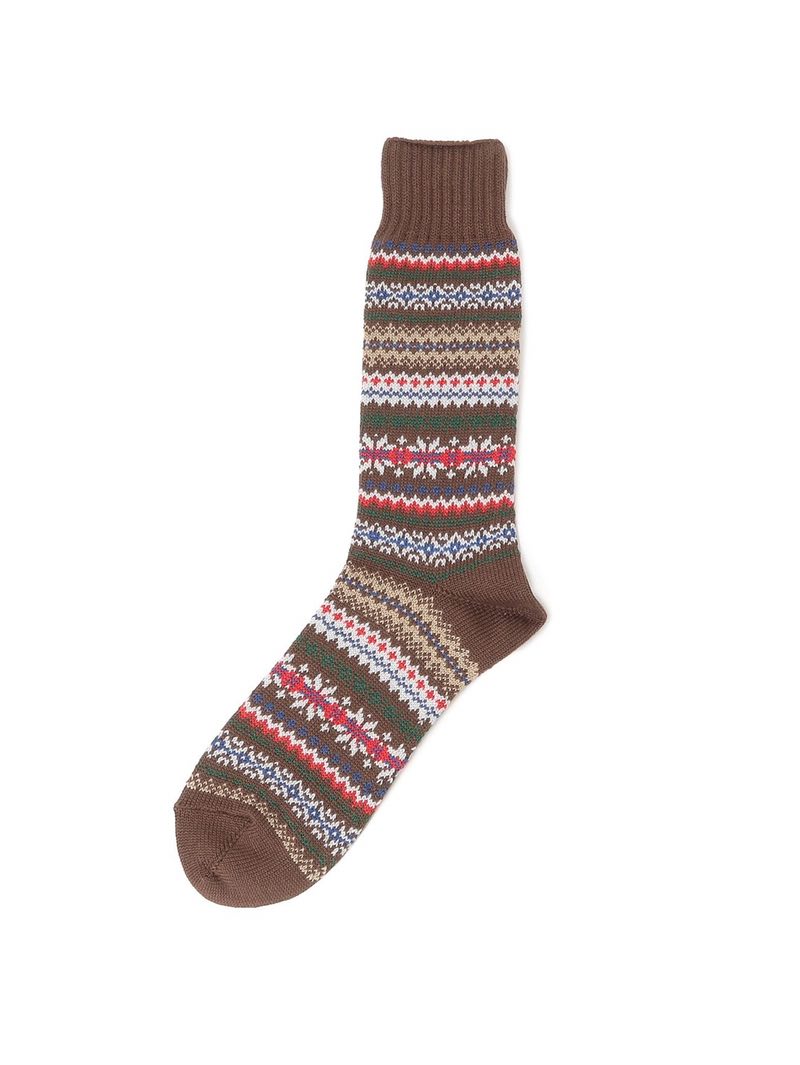 Beams Plus Fair Isle Socks Brown