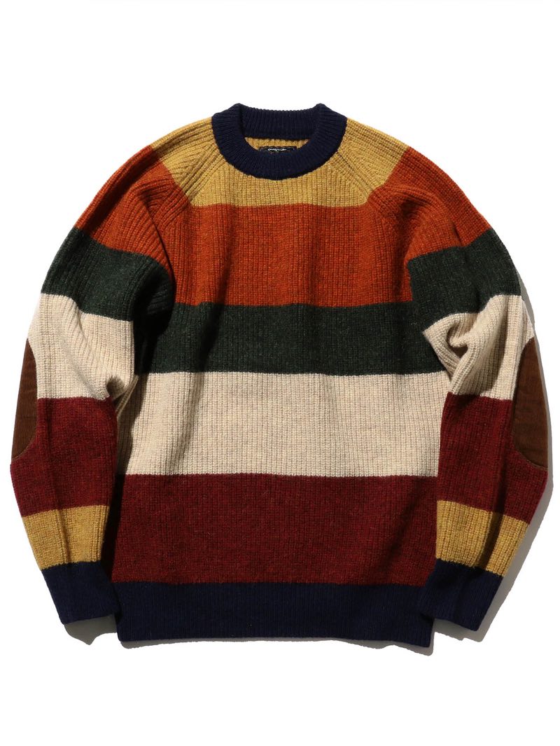 Beams Plus Crew Multi Stripe 5G Sweater