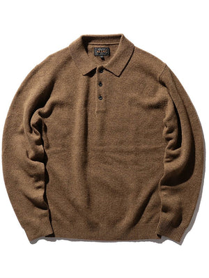 Beams Plus Knit Polo Brown