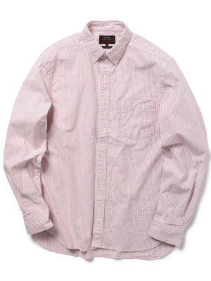 Beams Plus Button Down Oxfrod Candy Stripe Wine