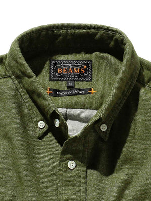 Beams Plus Olive Button Down Flannel