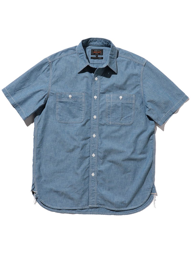 Beams Plus Work Short Sleeve Chambray