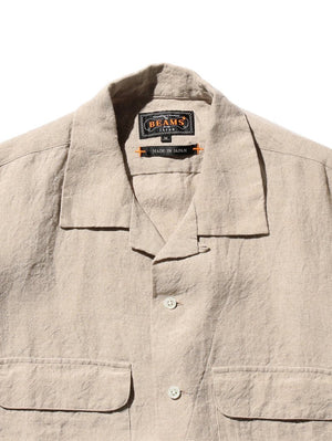 Beams Plus Beige Open Collar Linen Shirt