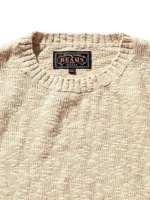 Beams Plus Crew Cotton Hemp 5G Beige Sweater