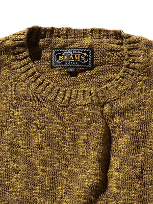 Beams Plus Crew Cotton Hemp 5G Olive Sweater