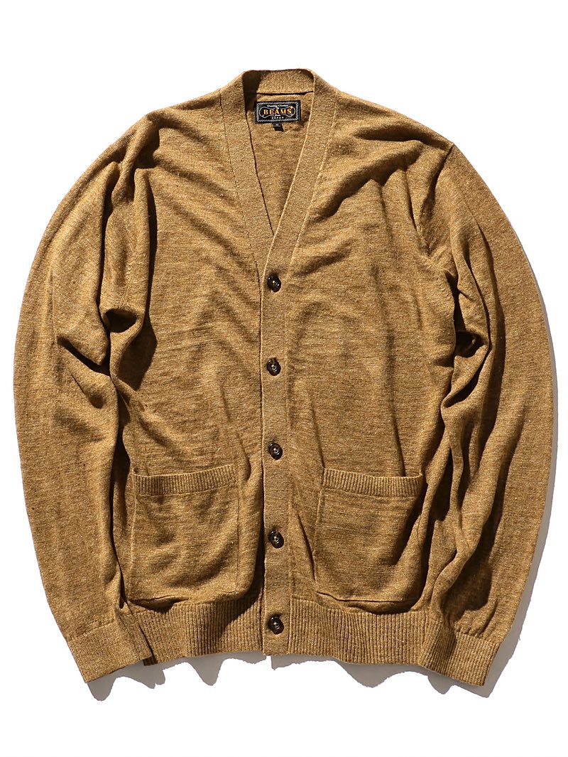 Beams Plus Cardigan Linen Khaki