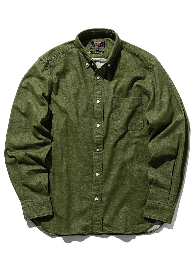 Beams Plus Olive Button Down Flannel