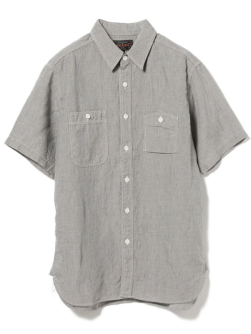 Beams Plus Work Short Sleeve Linen Stripe