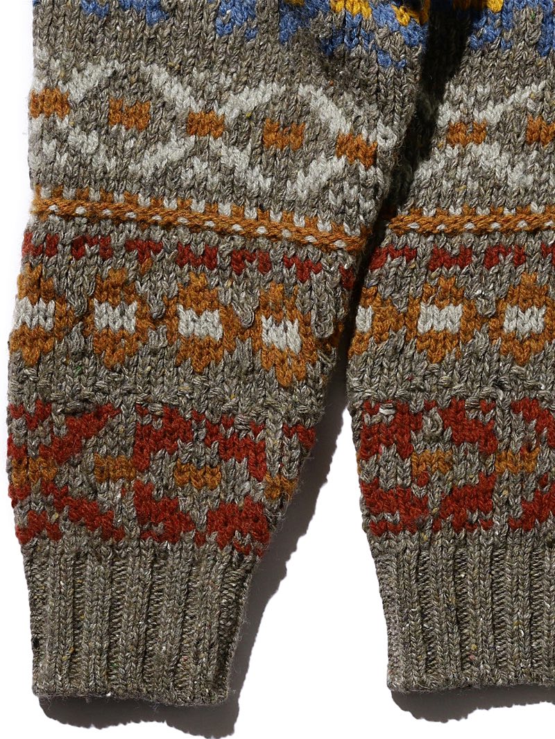 Beams Plus Crew Fair Isle Pattern 3G Olive