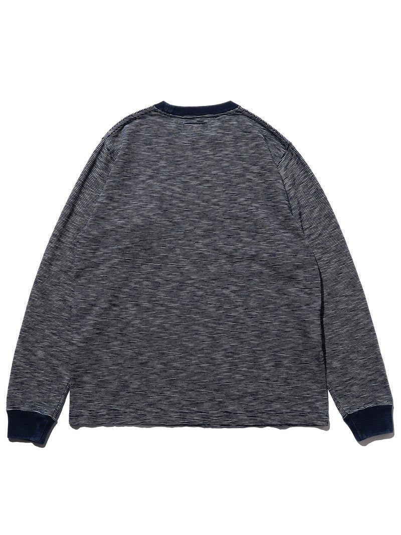 Beams Plus Black One Wash Pocket T Indigo Slub Yarn 