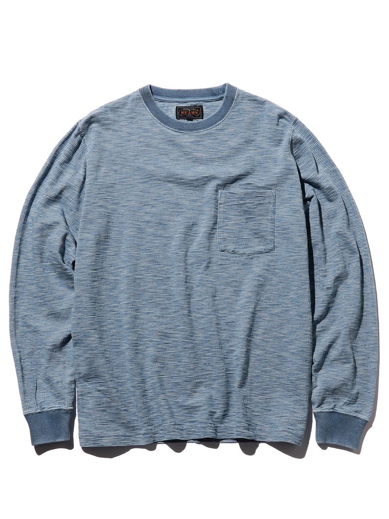 Beams Plus Bleach Pocket T Indigo Slub Yarn