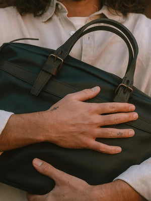 bleu de chauffe Black Ledger Liscio Business Bag