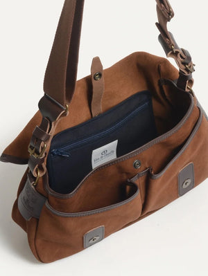 bleu de chauffe Musette S Brun fauve Suede Bag