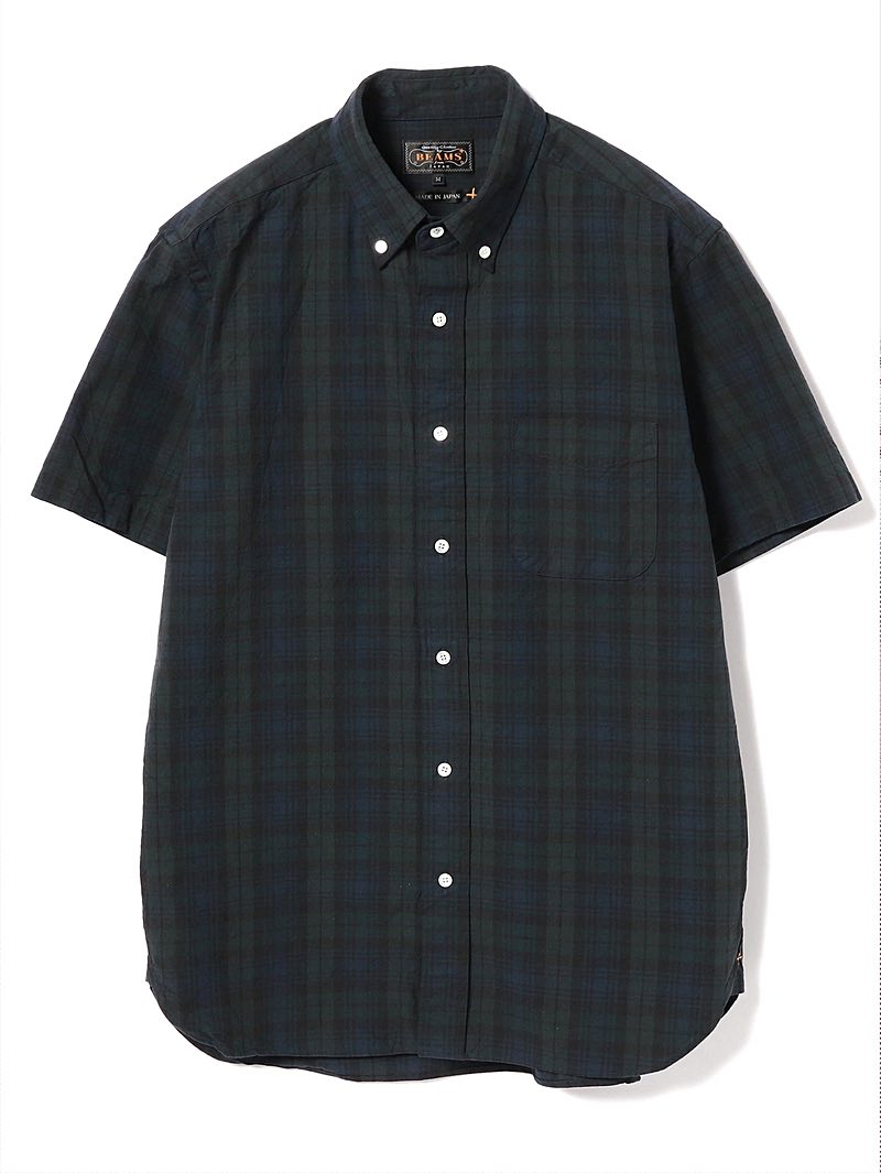 Beams Plus B.D. Short Sleeve Indigo Yarn Tartan Check