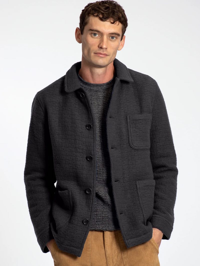 Far Afield Station Jacket Black Textured Jackquard