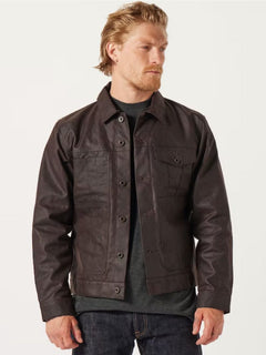 Filson Tin Cloth Dark Brown Short Lined Cruiser Jacket - Mildblend