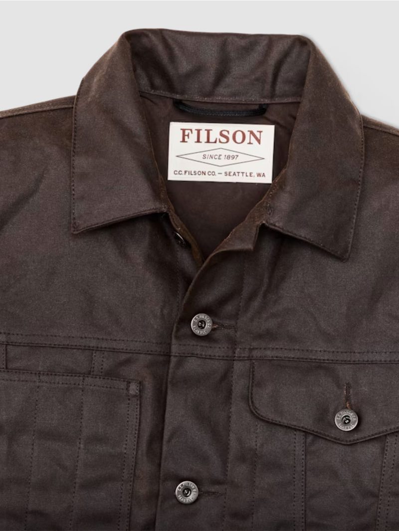 Filson Tin Cloth Dark Brown Short Lined Cruiser Jacket - Mildblend
