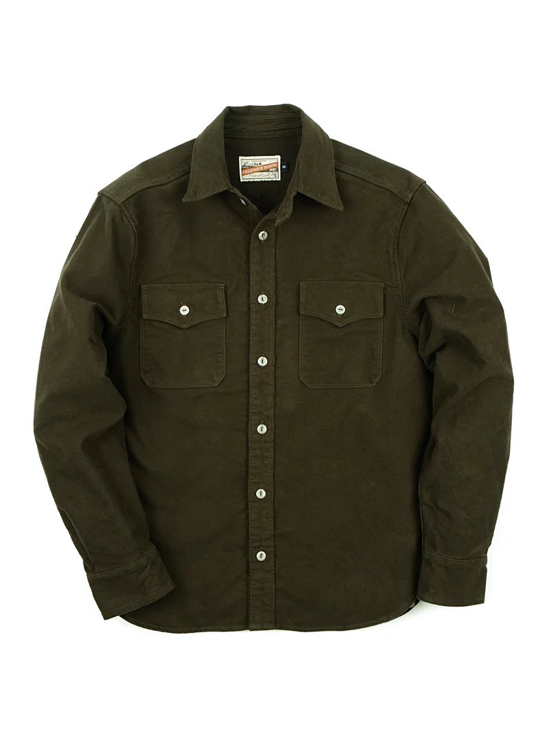 Freenote Scout Shirt Olive Moleskin