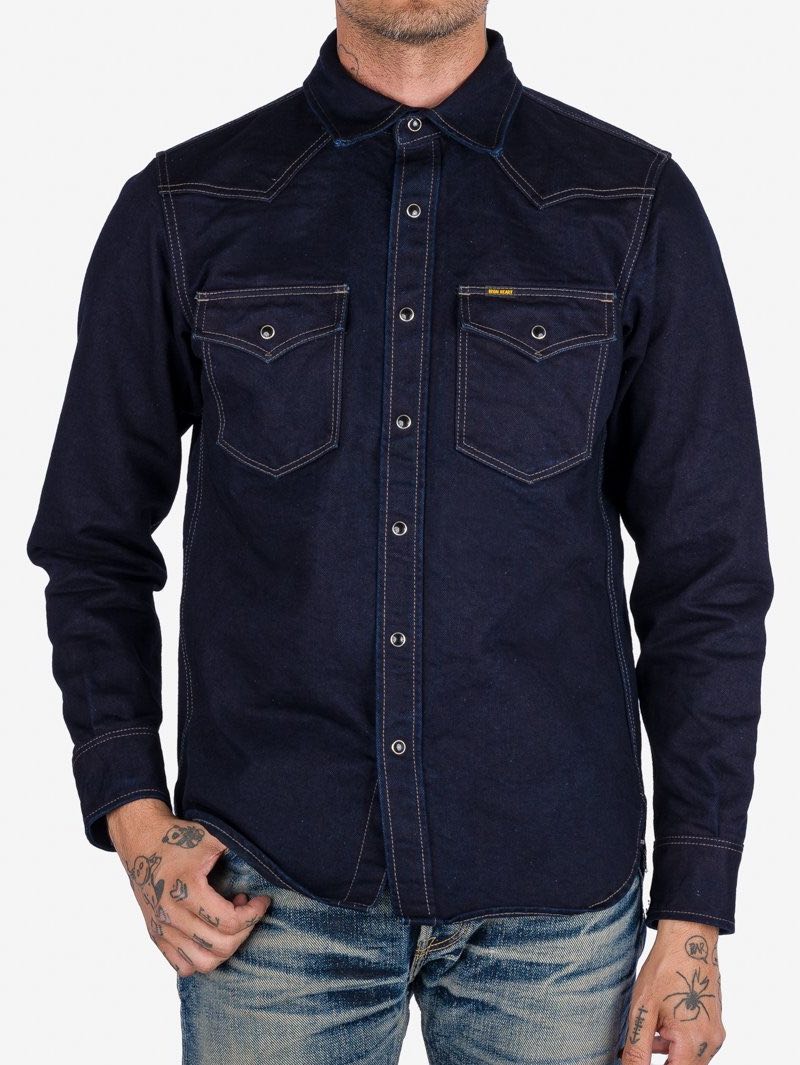 Iron Heart IHSH-295-IB 14oz Indigo/Black Western Shirt