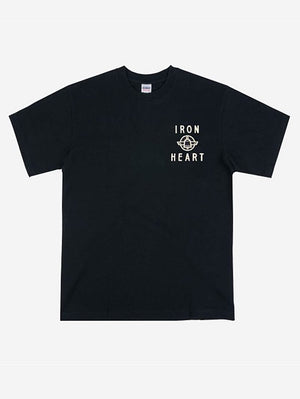 Iron Heart 7.5oz Black Printed Loopwheel Crew Neck T-Shirt IHT-2406-BLK