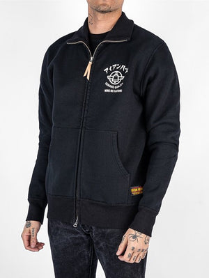 Iron Heart IHSW-78L-BLK Black 14oz Ultra Heavyweight Loopwheel Cotton Zippered Hoodie