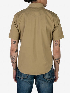 Iron Heart 7oz Fatigue Cloth Short Sleeved Western Shirt - Khaki