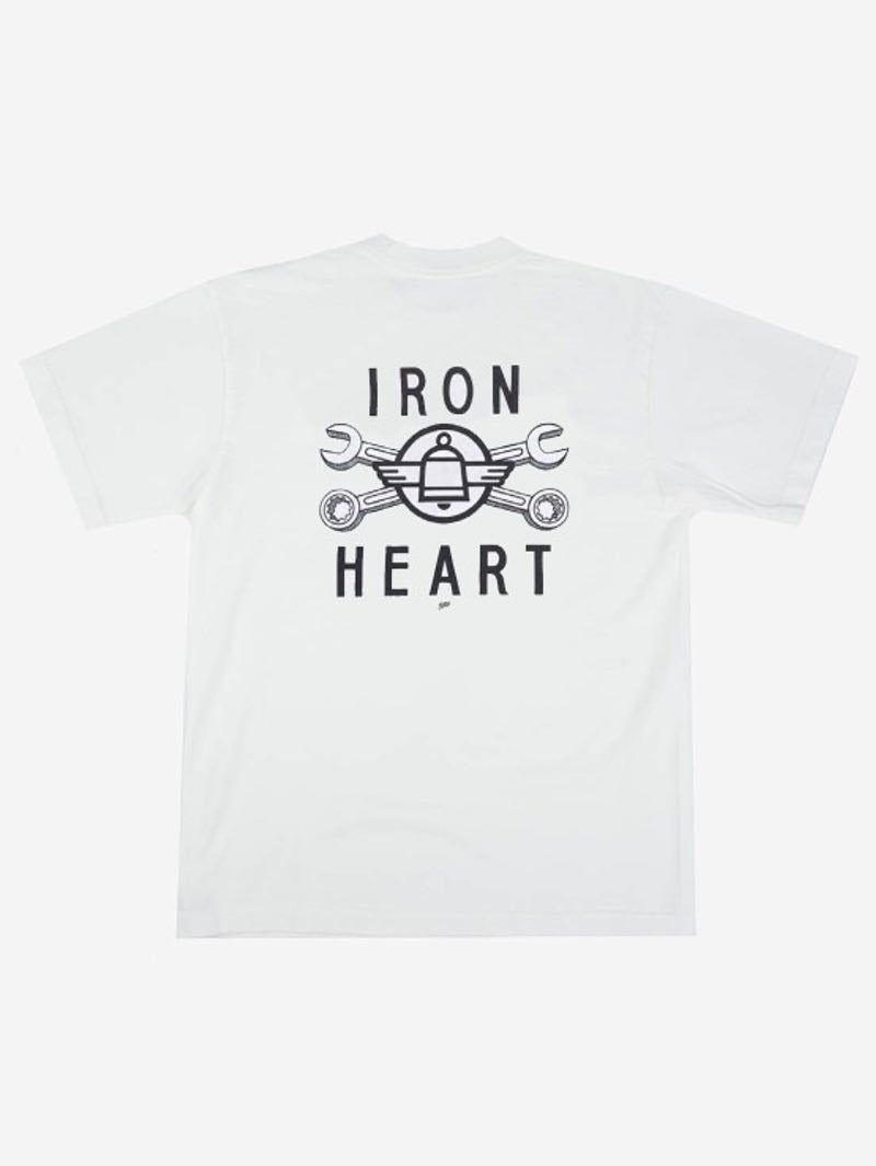 Iron Heart 7.5oz White Printed Loopwheel Crew Neck T-Shirt IHT-2406-WHT