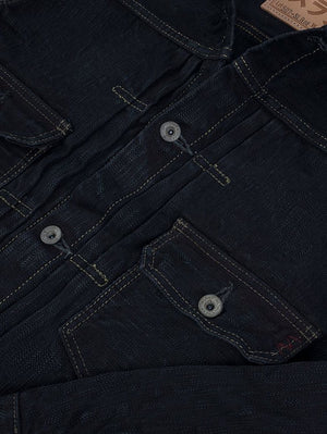 Iron Heart IHJ-507-SLBod 16oz Slubby Selvedge Denim Type II Jacket Indigo Overdyed Black