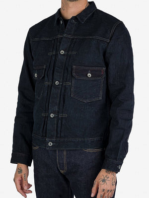 Iron Heart IHJ-507-SLBod 16oz Slubby Selvedge Denim Type II Jacket Indigo Overdyed Black