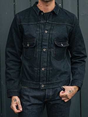 Iron Heart IHJ-507-SLBod 16oz Slubby Selvedge Denim Type II Jacket Indigo Overdyed Black