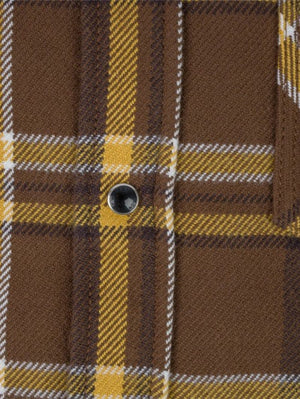 Iron Heart IHSH-372-BRN Ultra Heavy Flannel Brown Crazy Check Western Shirt - Brown