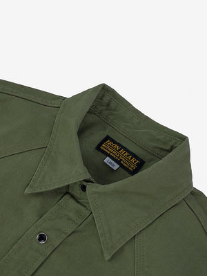 Iron Heart 9oz Military Serge CPO Shirt - Olive IHSH-381-OLV