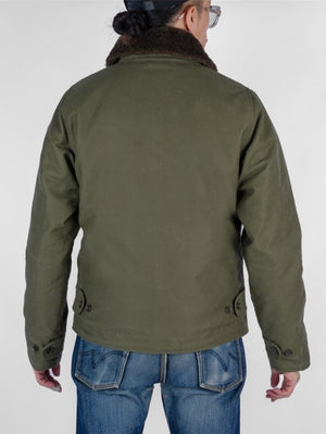 Iron Heart Oiled Army Green Whipcord N1 Deck Jacket