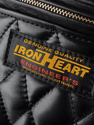 Iron Heart Denim Diamond Stitched Leather Waist Bag - Black