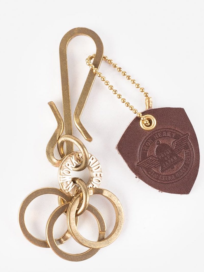 Iron Heart Key Hook with Rings-Brass