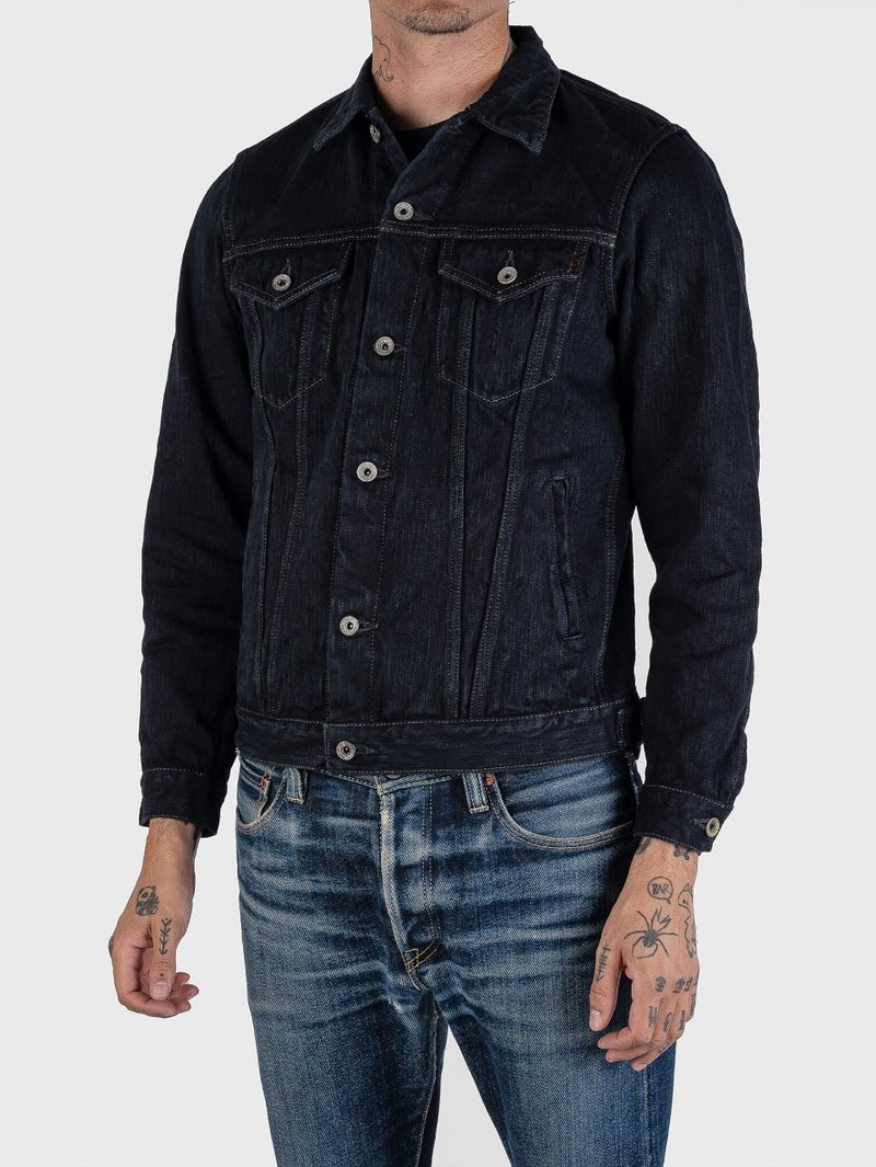 Iron Heart Denim IH-526J-SLBod 16oz Slubby Selvedge Denim Type III Jacket Indigo Overdyed Black