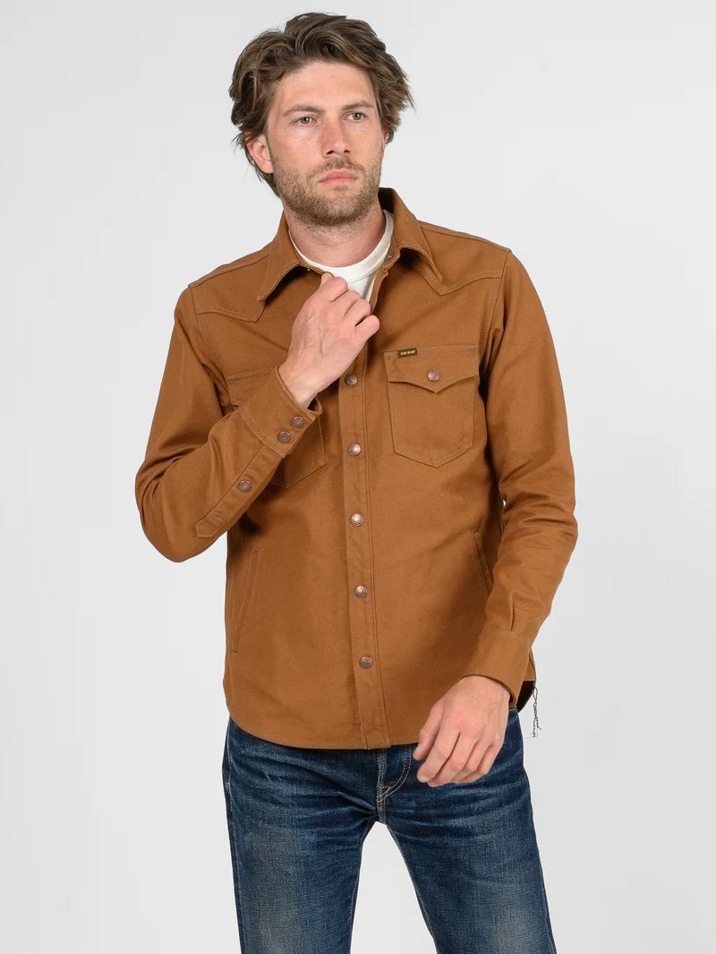 Iron Heart IHSH-422-BRN 17oz Brown Cotton Duck CPO Shirt