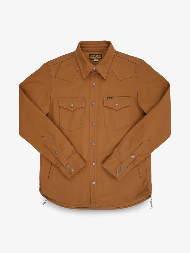 Iron Heart IHSH-422-BRN 17oz Brown Cotton Duck CPO Shirt