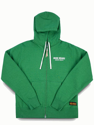 Iron Heart Green 14oz Ultra Heavyweight Loopwheel Cotton Zippered Hoodie