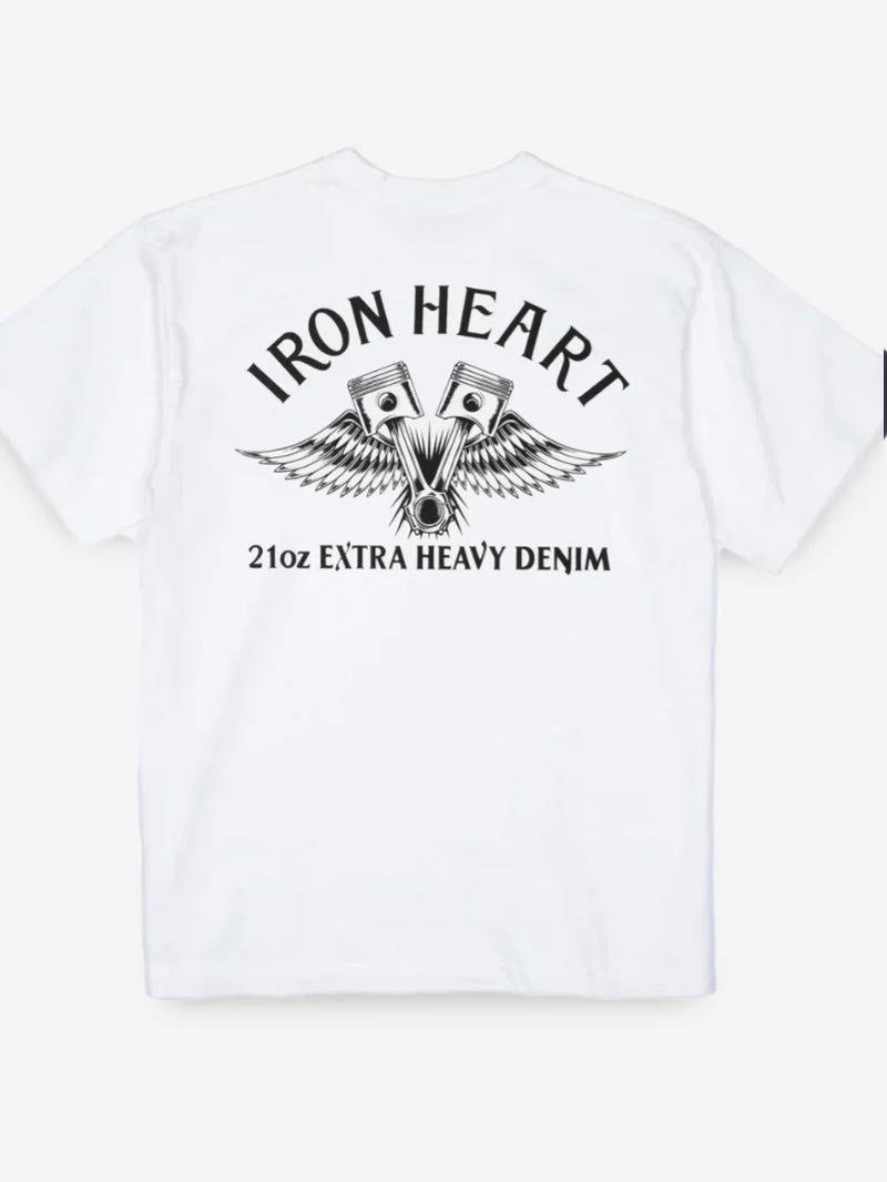Iron Heart Denim IHT-2502-WHT White Printed 7.5oz-T-shirt