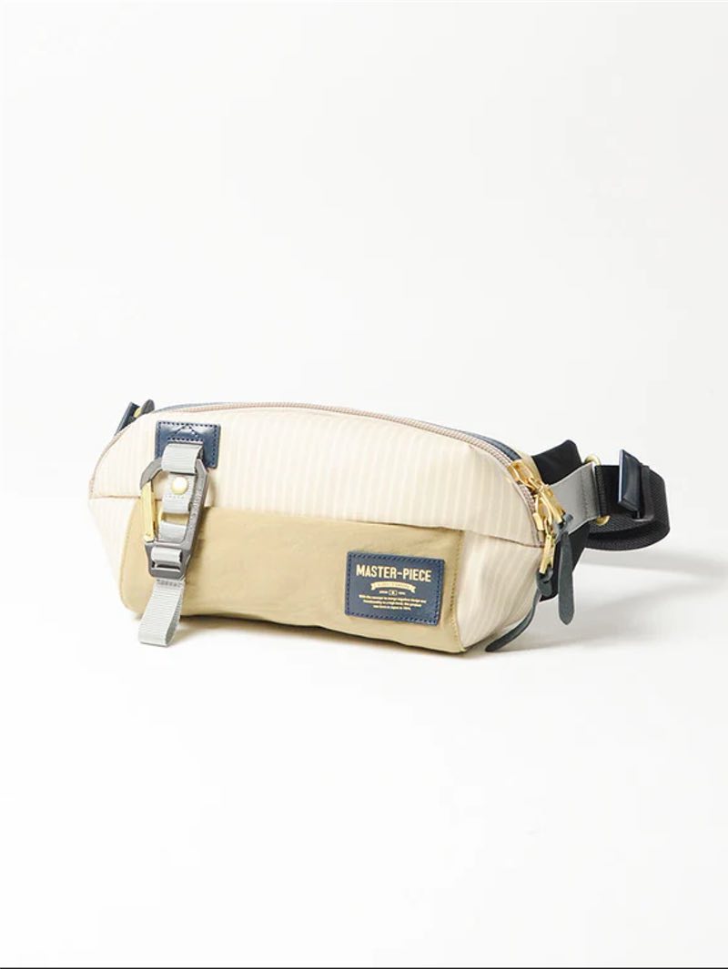 Master-Piece 02346S LINK STRIPE waist bag Beige