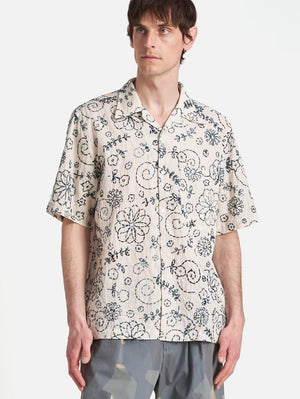 Universal Works Camp Shirt Ecru Charcoal