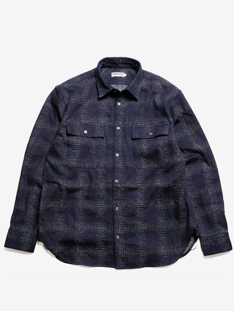 Momotaro MXLS1024 Original Check Jacquard Indigo