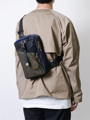 Master-Piece Black 289074 Scramble Shoulder Bag/ nylon, leather-bos taurus