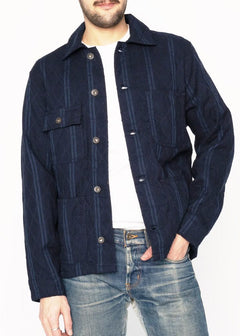 Naked & Famous Chore Coat - Sashiko Double Gauze - Indigo