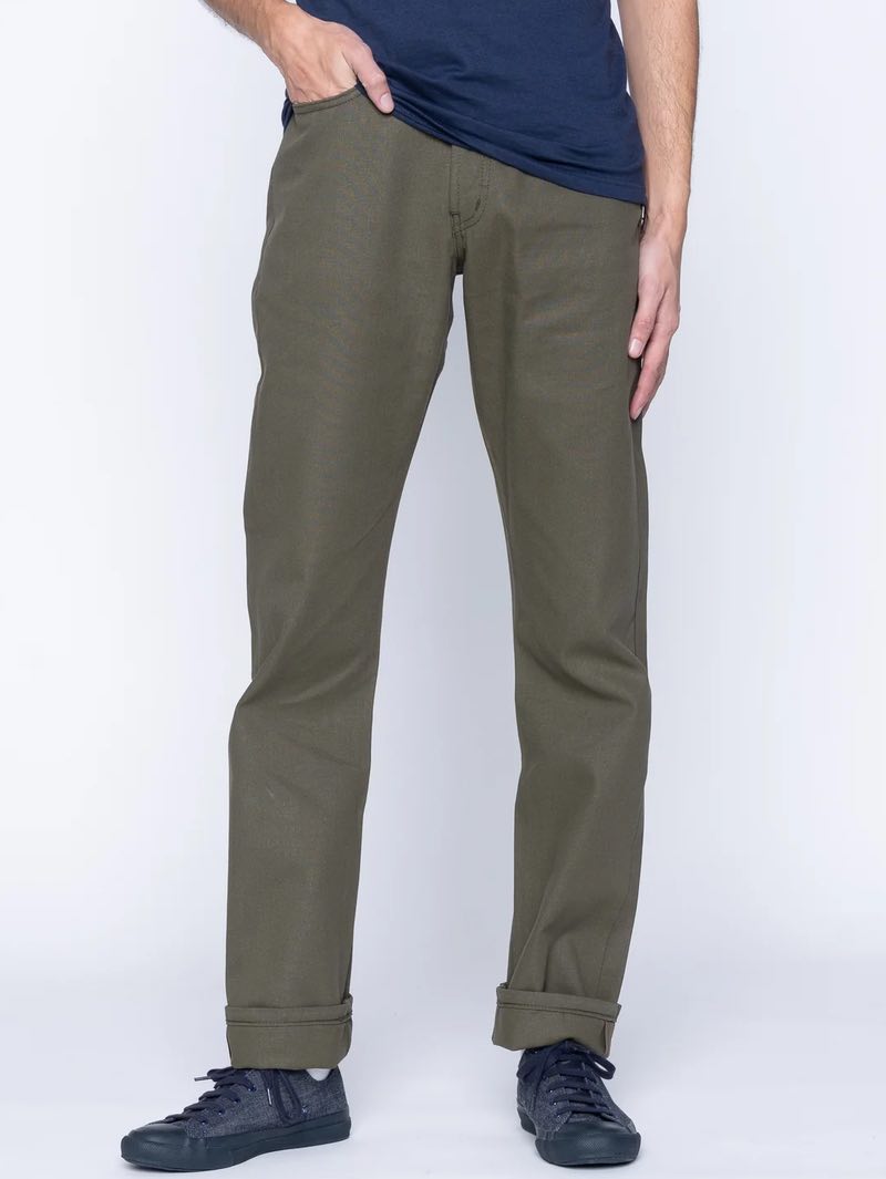 Naked & Famous True Guy Army Green Duck Selvedge